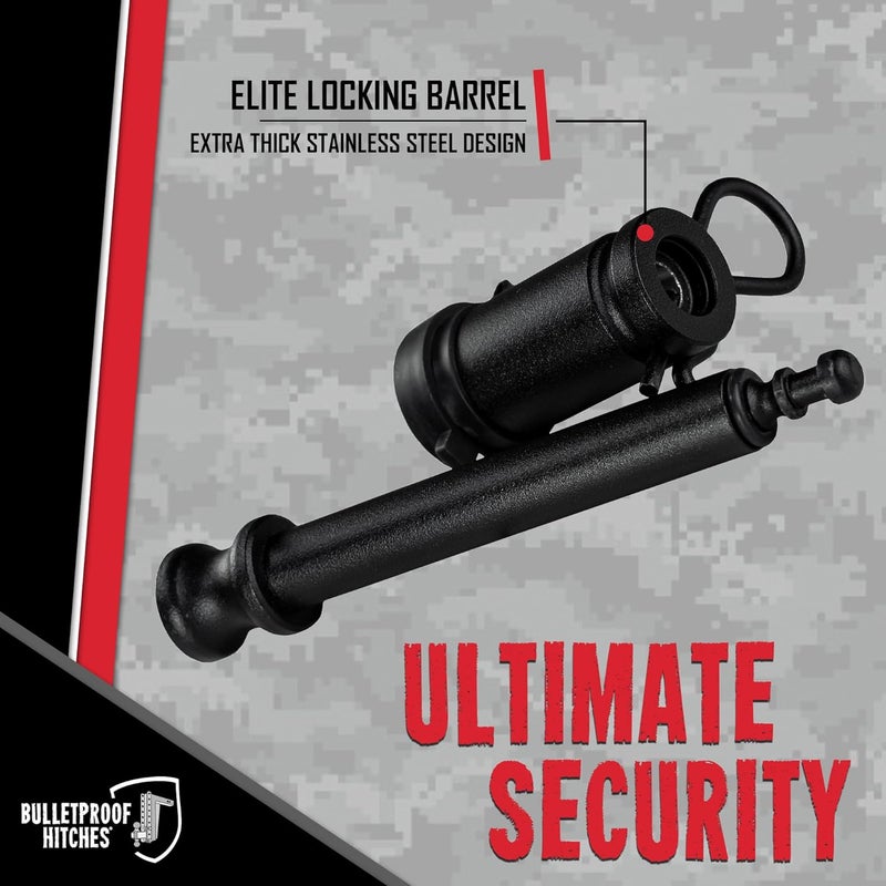 BulletProof Hitches قفل دبوس سحب مقطورة 5/8" - ملائم عالمي، مصنوع من الفولاذ المقاوم للصدأ، غطاء مطاطي مقاوم للعوامل الجوية - أسود، عبوة واحدة - Image 3